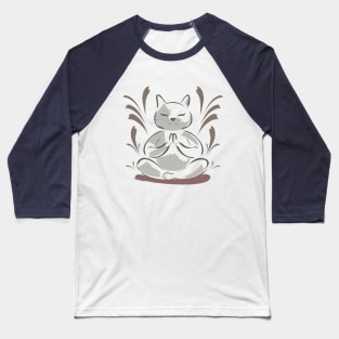 Meditating Cat Baseball T-Shirt